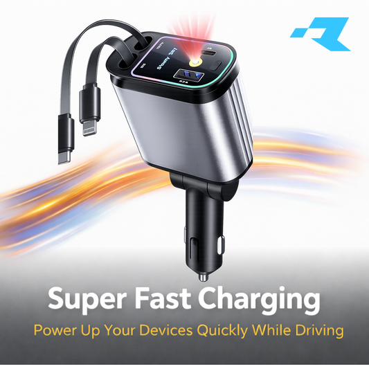 Renge 5in1  Retractable Car Charger with Star Projection Night Light