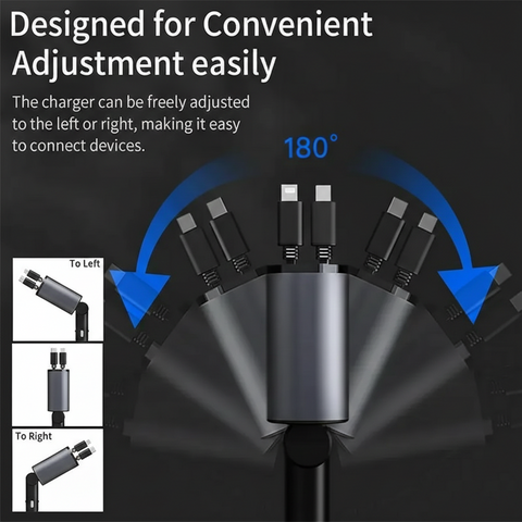 Renge Store – 120W 4-In-1 Retractable Car Charger